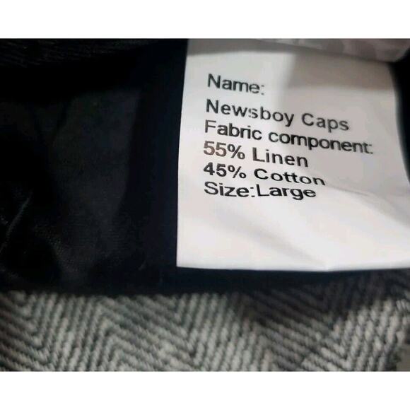 Mr Duck Erigaray Size Large Herringbone Cotton Linen Blend Newsboy Gatsby Cap - Picture 15 of 16